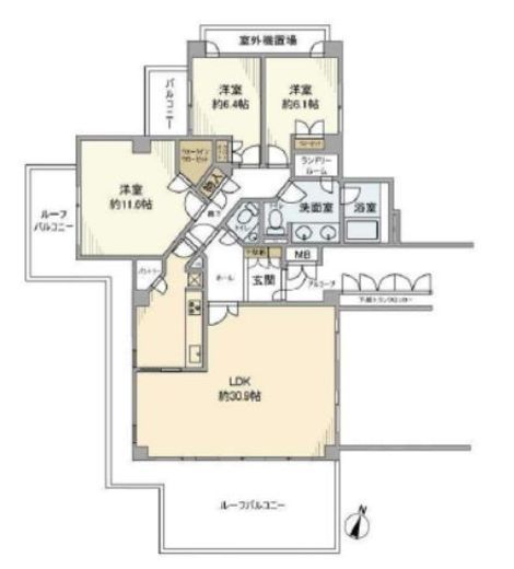 パークハウスジオ六番町　5F1号室　間取り