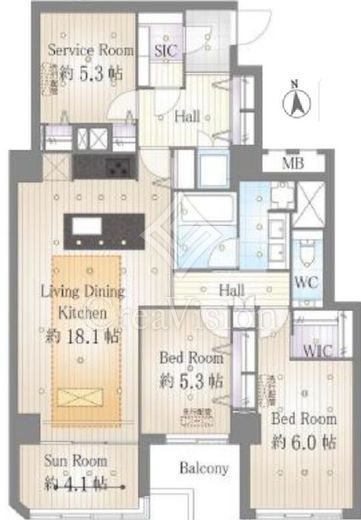 ルミナス一番町　4F1号室　間取り