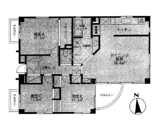 ガーデニア六本木　201号室　間取り