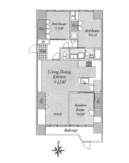 広尾センターハイツ　102号室　間取り