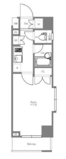 パレステュディオ新宿パークサイド　602号室　間取り