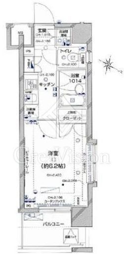パレステュディオ新宿パークサイド　1202号室　間取り