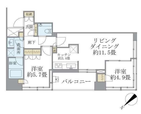 クロスエアタワー　1301号室　間取り