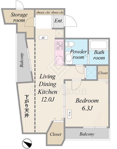 シティ麻布　701号室　間取り