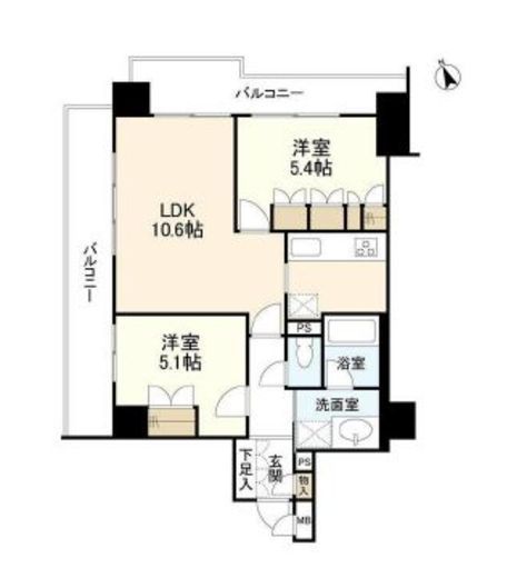 コスモ広尾　704号室　間取り