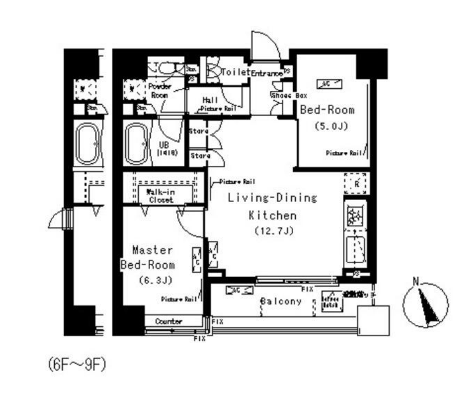 パークキューブ代々木富ヶ谷　704号室　間取り