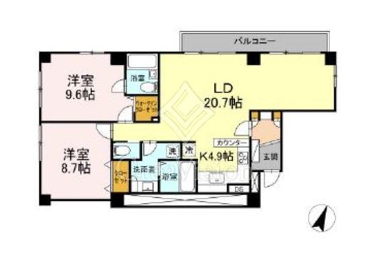 六本木コート　4A号室　間取り