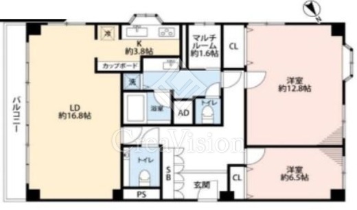 麻布広尾ナショナルコート　6F5号室　間取り
