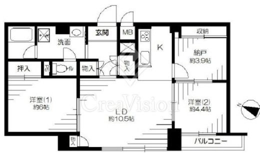 サンビューハイツ四番町　4F2号室　間取り