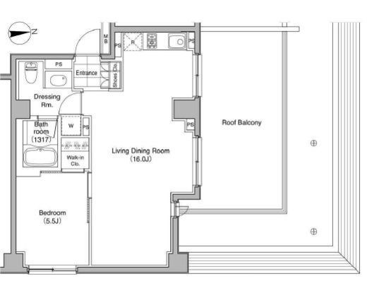 コートレアル三田綱町　502号室　間取り