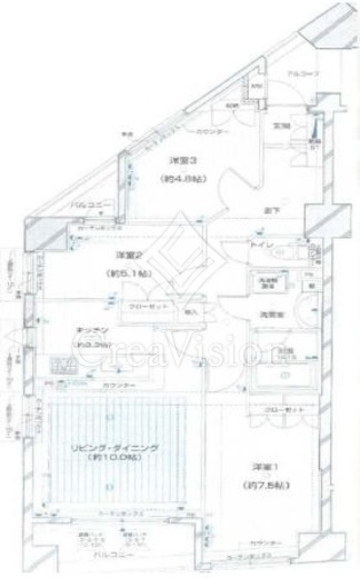 ジェイパーク御苑内藤町　2F1号室　間取り
