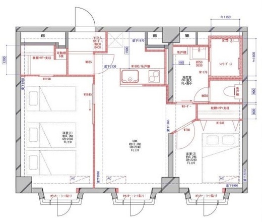 赤坂ベルゴ　6F1号室　間取り