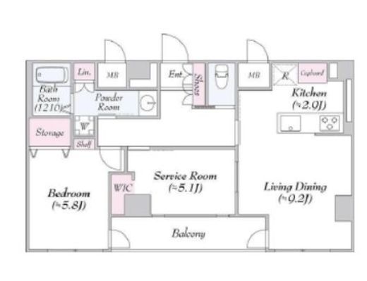 ヴァンテ・アン神楽坂　801号室　間取り
