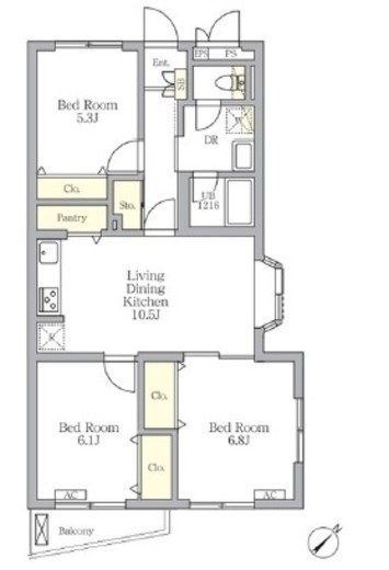 メゾンカルム中落合South　201号室　間取り