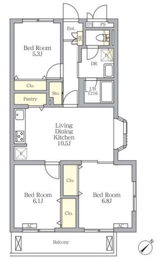 メゾンカルム中落合North　101号室　間取り