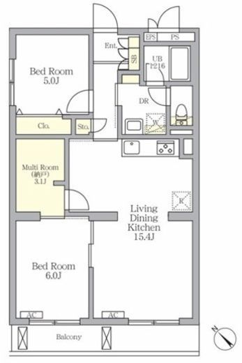 メゾンカルム中落合North　205号室　間取り