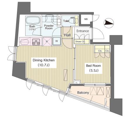 ｉ－Ｓｕｉｔｅ　ＨｉｇａｓｈｉＮａｋａｎｏ　405号室　間取り