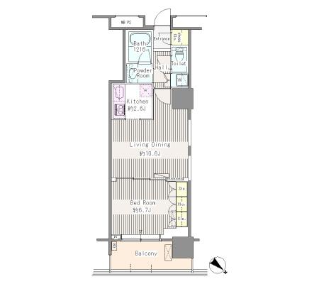 ユニゾンタワー　1811号室　間取り