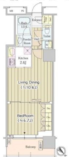 ユニゾンタワー　2409号室　間取り