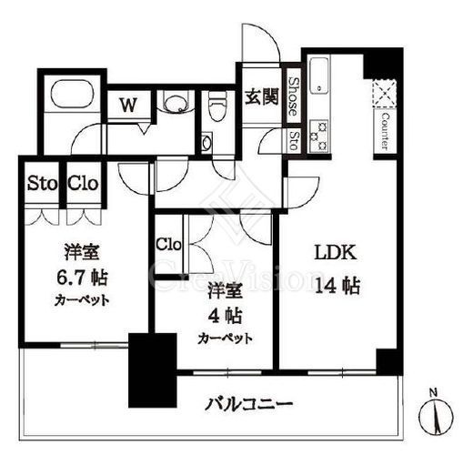 サンクォーレタワー　604号室　間取り