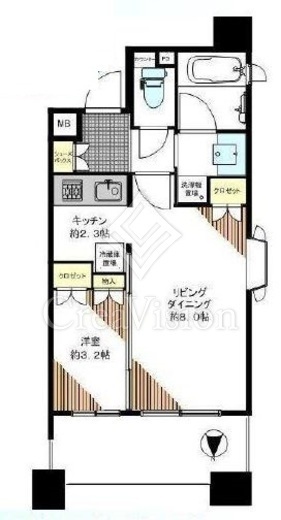 ダイナシティ新中野　11F1号室　間取り