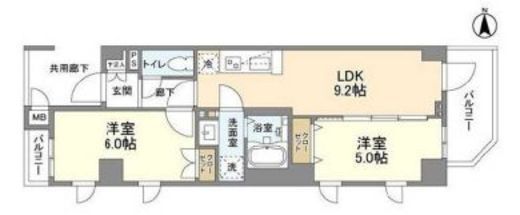 アジュールテラス中野新橋　801号室　間取り