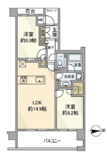 アトラス中野南台　2F1号室　間取り