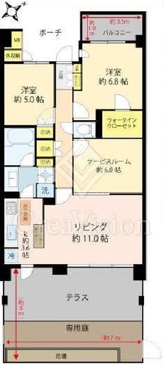中野坂上パークホームズ　104号室　間取り