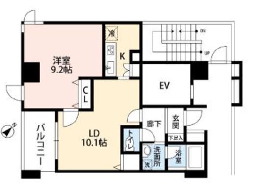 クレール中野　1201号室　間取り