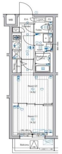 プレミアムキューブ中野　205号室　間取り
