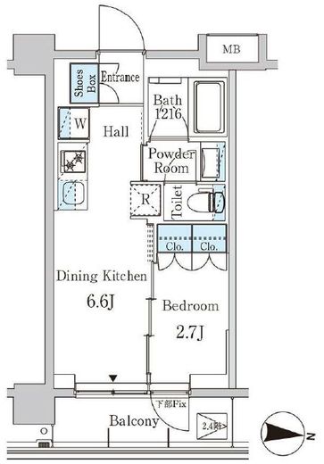 ジオエント中野弥生町　513号室　間取り