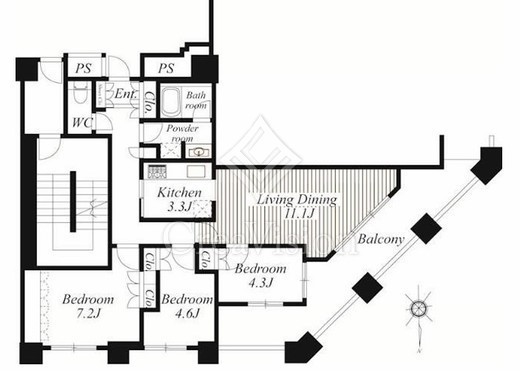 ディアマークスキャピタルタワー　511号室　間取り