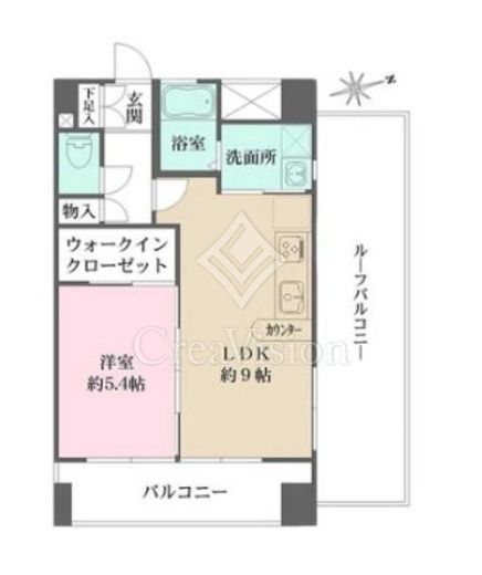 アビオン中野坂上　A502号室　間取り
