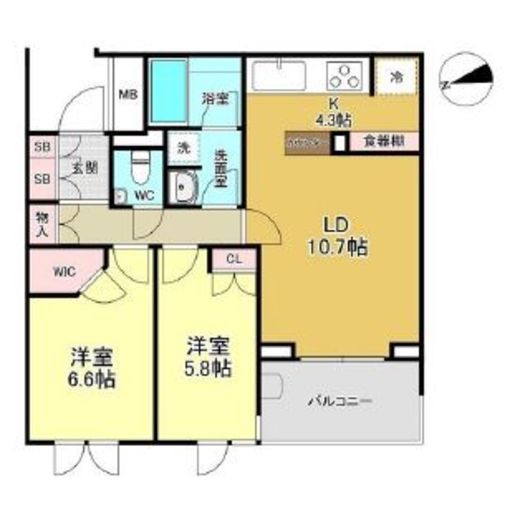 パークシティ浜田山　C402号室　間取り