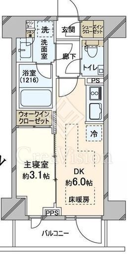 ピアース荻窪　4F1号室　間取り