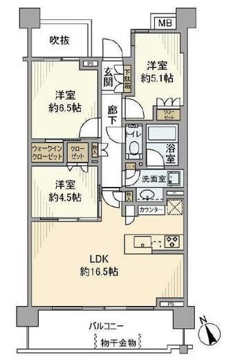 パークホームズ浜田山四丁目　203号室　間取り