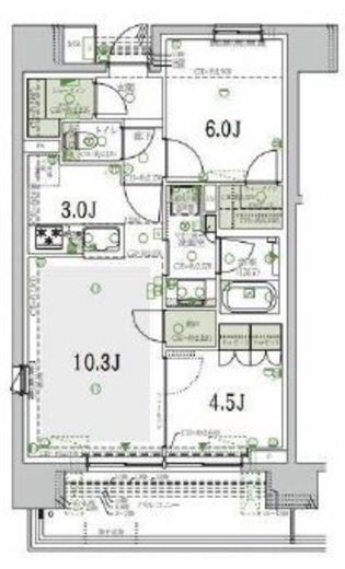 バウス新中野　701号室　間取り