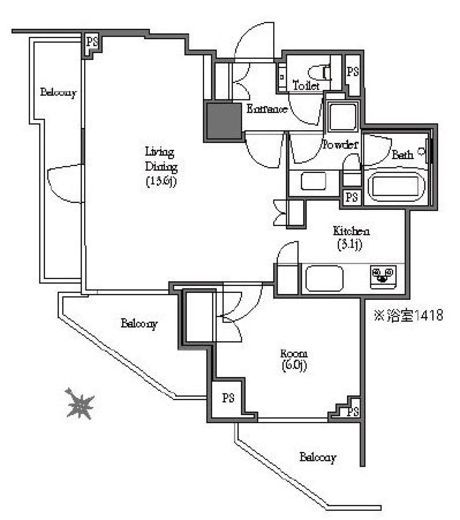 パークハウス目黒アーバンス　801号室　間取り