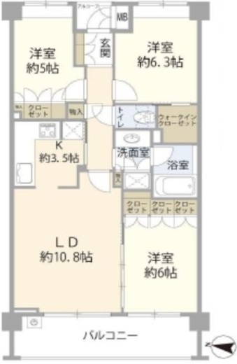 パークハウス中村橋コルニエ　3F1号室　間取り