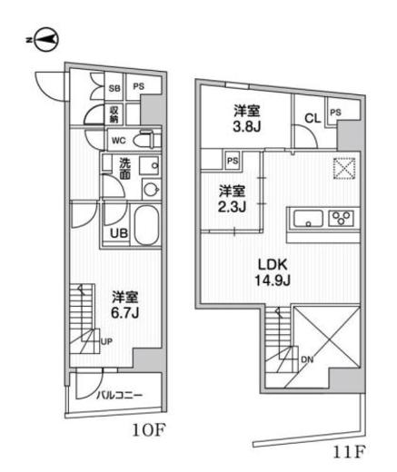 ALTERNA中野 (オルタナ中野)　1005号室　間取り