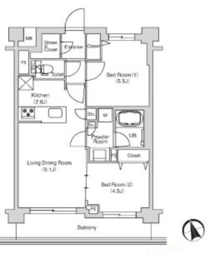 エミリブ鷺ノ宮　104号室　間取り