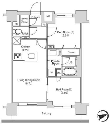 エミリブ鷺ノ宮　402号室　間取り