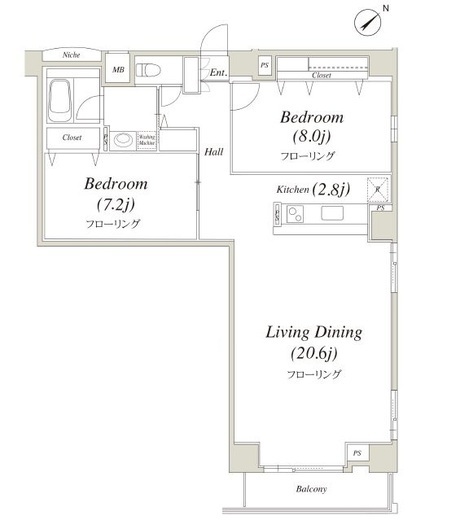 コートヒルズ高輪　702号室　間取り