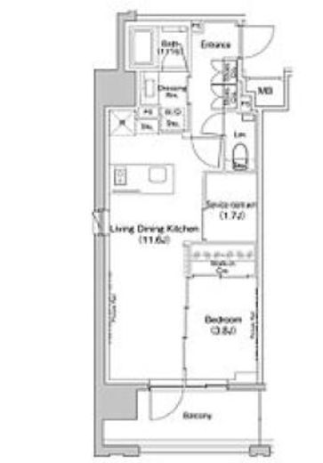 ザ・パークハビオ上北沢　1102号室　間取り