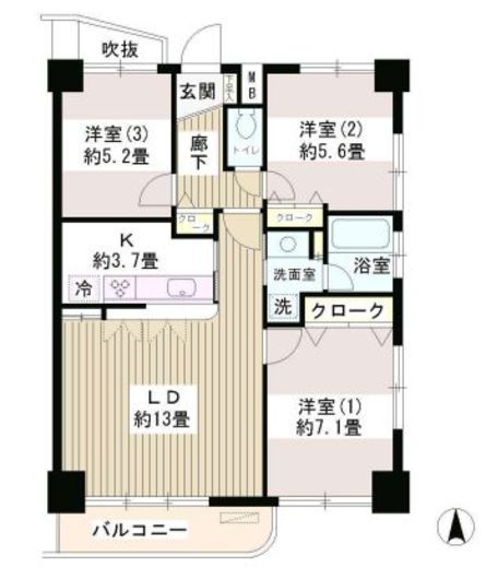 サンハイム　703号室　間取り