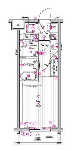 THE PREMIUM CUBE G 東中野 (ザ プレミアムキューブジー東中野)　103号室　間取り