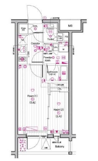 THE PREMIUM CUBE G 東中野 (ザ プレミアムキューブジー東中野)　233号室　間取り