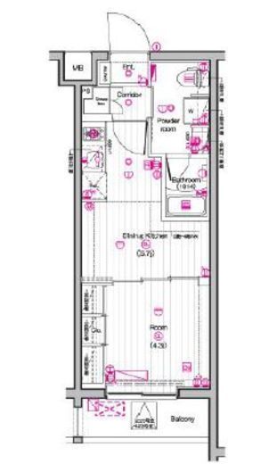 THE PREMIUM CUBE G 東中野 (ザ プレミアムキューブジー東中野)　324号室　間取り