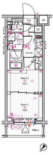 THE PREMIUM CUBE G 東中野 (ザ プレミアムキューブジー東中野)　329号室　間取り