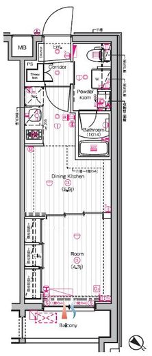 THE PREMIUM CUBE G 東中野 (ザ プレミアムキューブジー東中野)　401号室　間取り